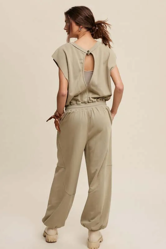 French Terry Loose Jogger Jumpsuit