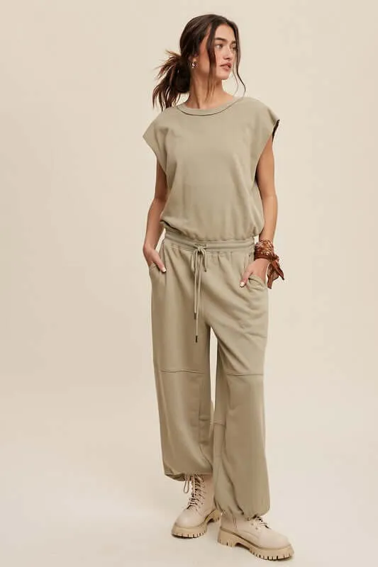 French Terry Loose Jogger Jumpsuit