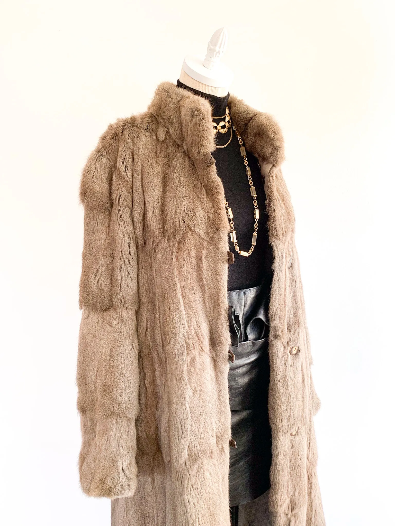 Full Length Greige Fur Coat