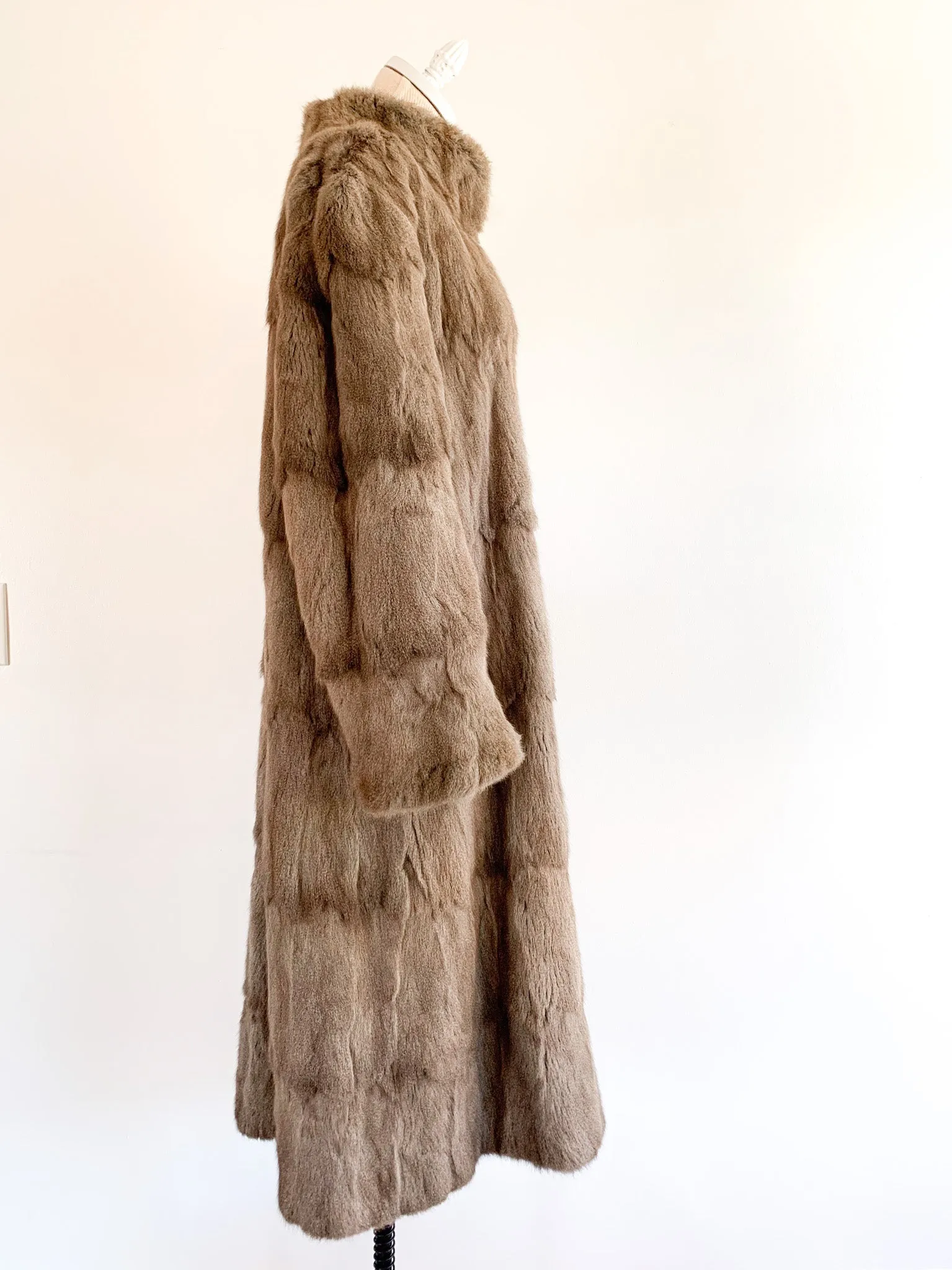 Full Length Greige Fur Coat
