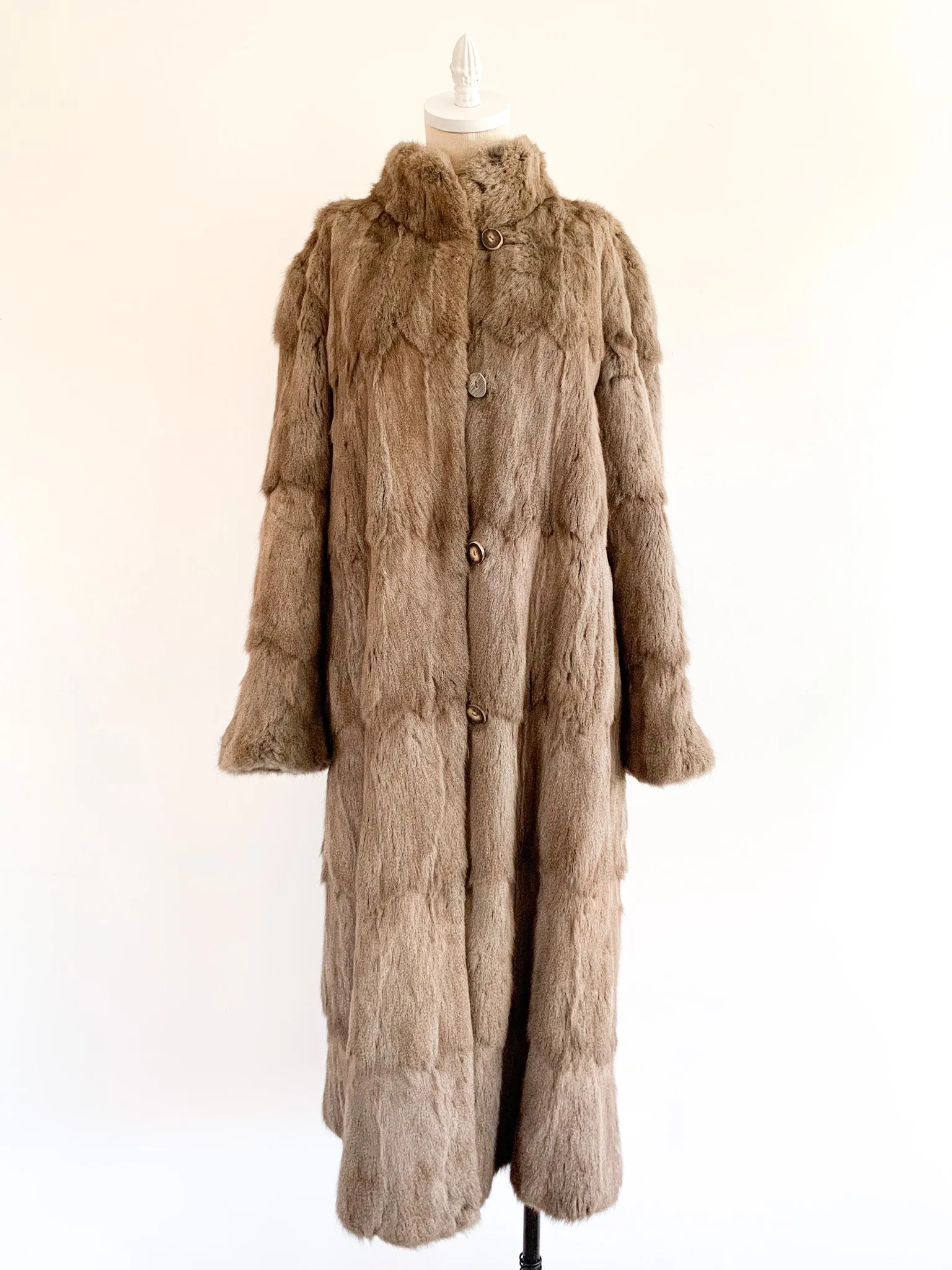 Full Length Greige Fur Coat