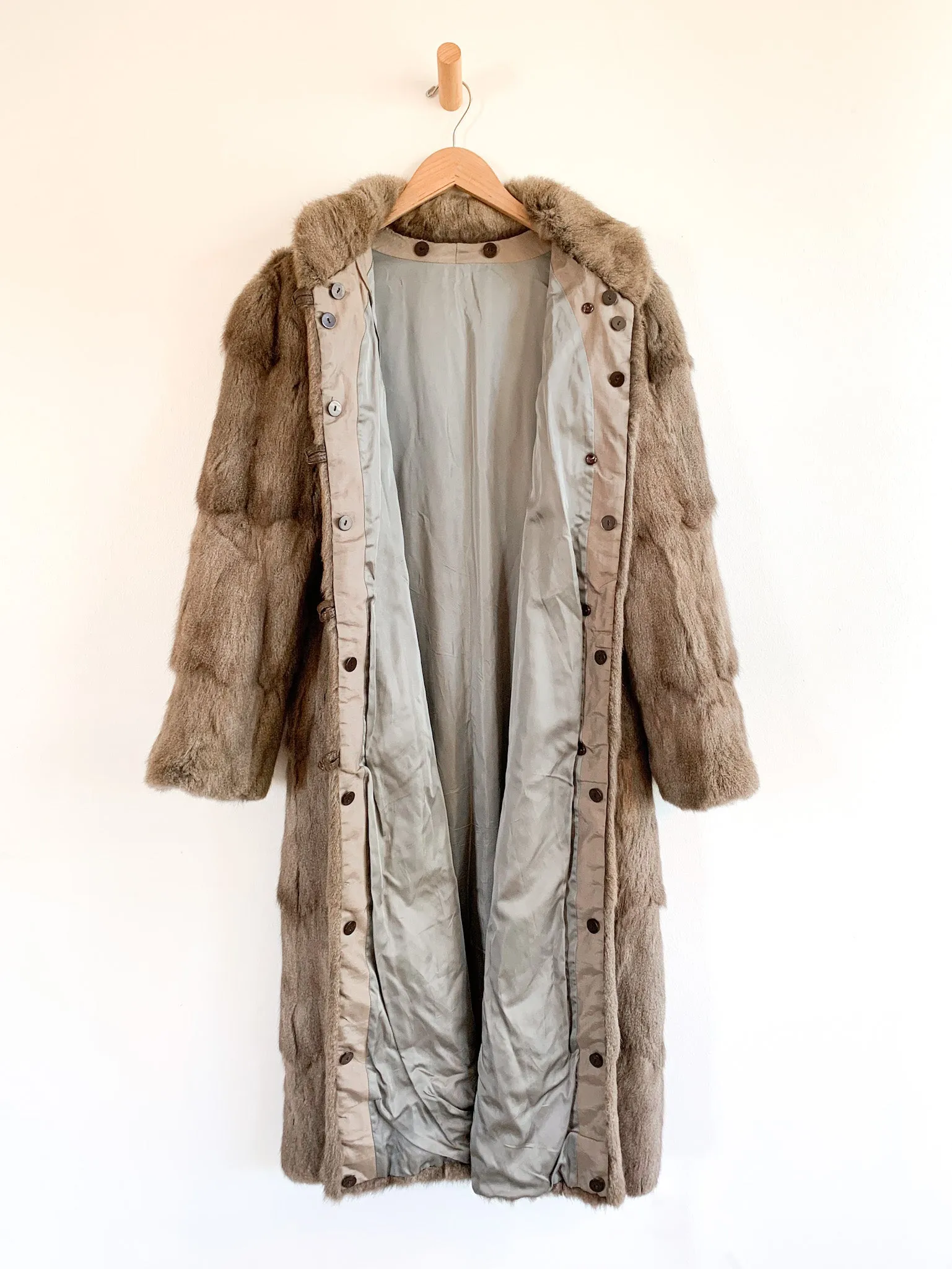 Full Length Greige Fur Coat