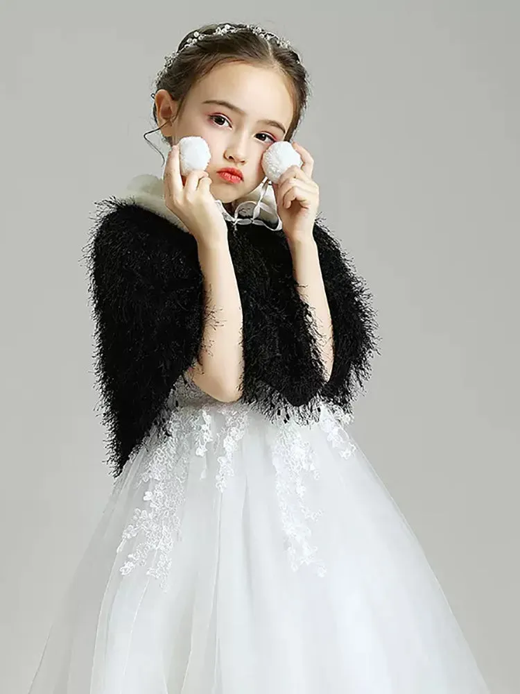 Girls' Wool Shawl Thickened Cloak Dress Accessories Performance Coat
