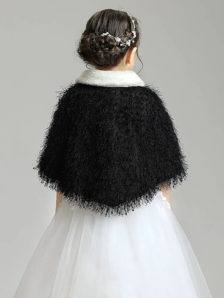 Girls' Wool Shawl Thickened Cloak Dress Accessories Performance Coat