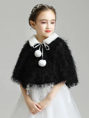 Girls' Wool Shawl Thickened Cloak Dress Accessories Performance Coat