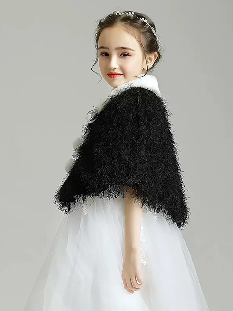 Girls' Wool Shawl Thickened Cloak Dress Accessories Performance Coat