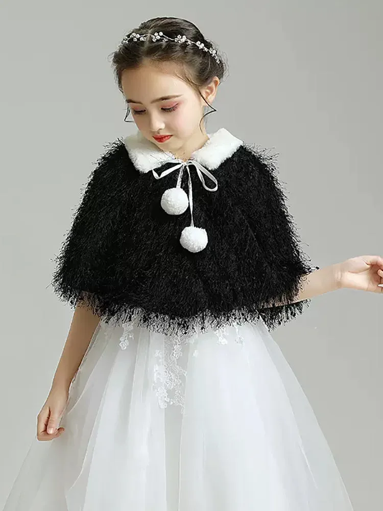 Girls' Wool Shawl Thickened Cloak Dress Accessories Performance Coat