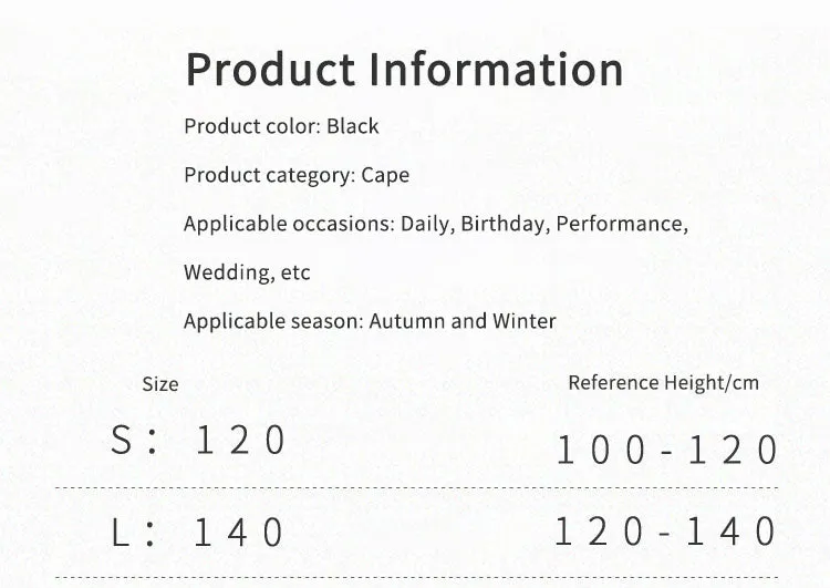 Girls' Wool Shawl Thickened Cloak Dress Accessories Performance Coat