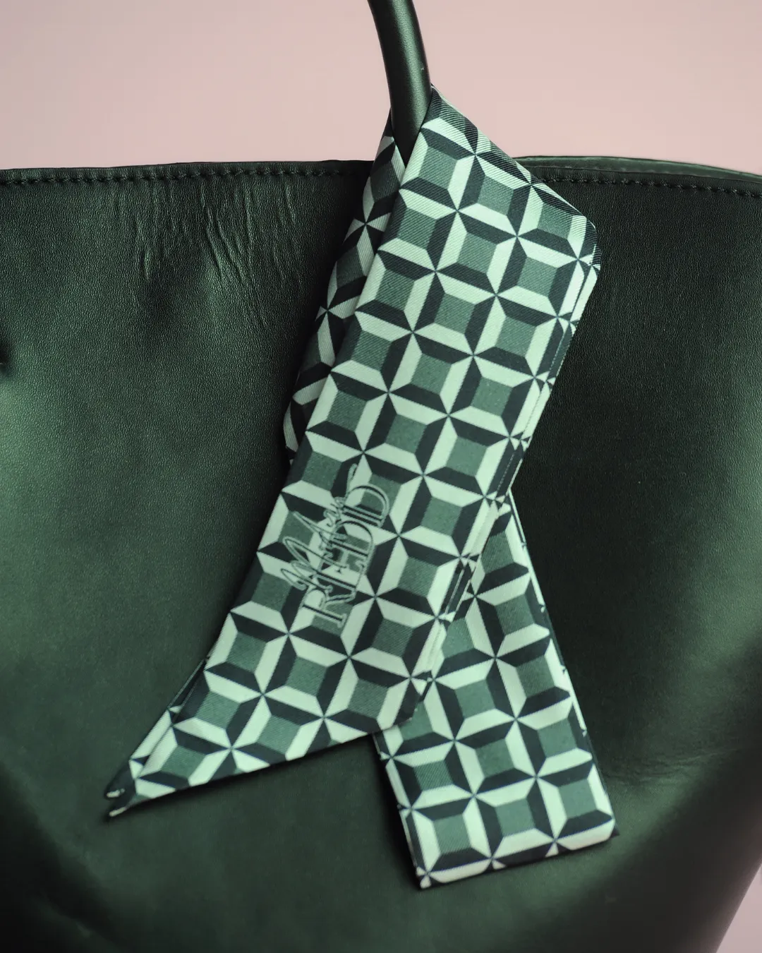 Haute Redd Black & Gray Checkers Silk Twilly Scarf