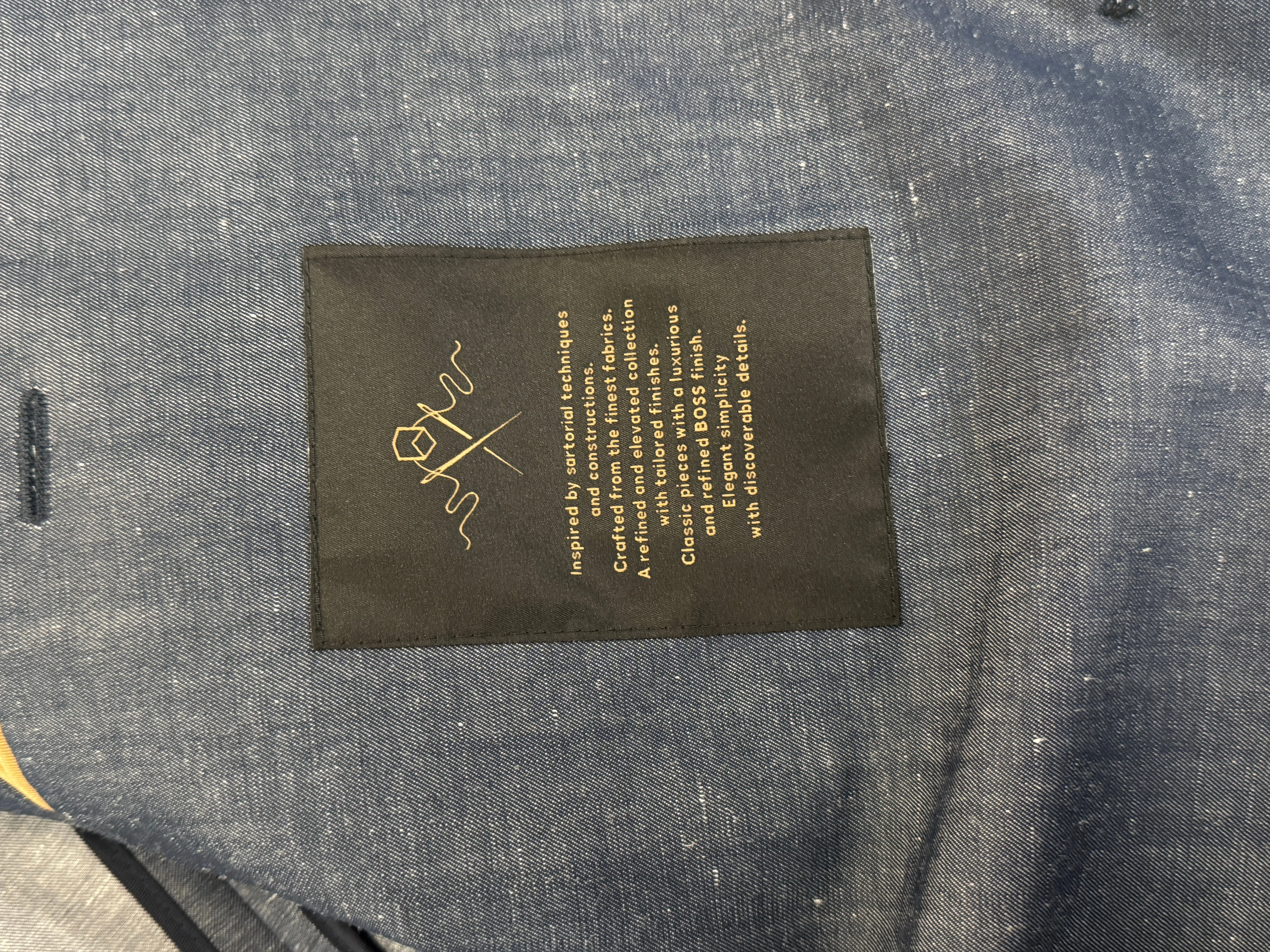 Hugo Boss Hesten Slim Fit Blazer Sport Coat 40R Dark Blue Wool Linen Blend