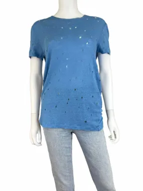 IRO Blue Distressed Linen Top Size XS