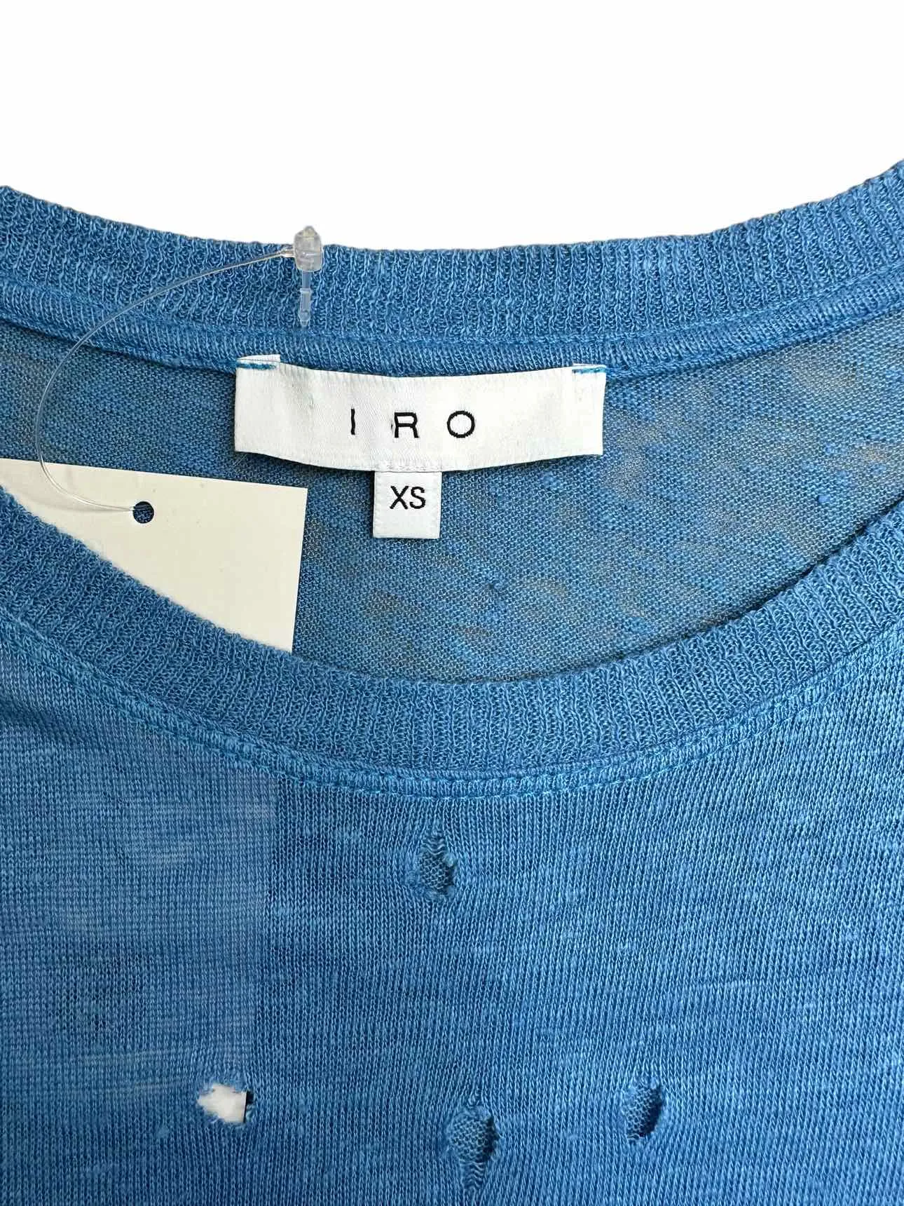 IRO Blue Distressed Linen Top Size XS