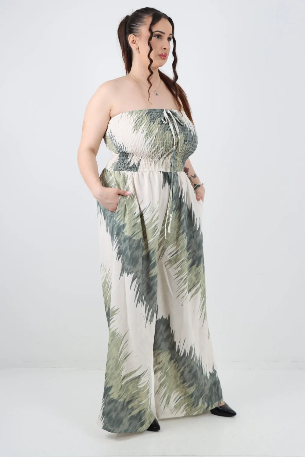Italian Halter Neck Side Pockets Tie Dye Print Jumpsuit