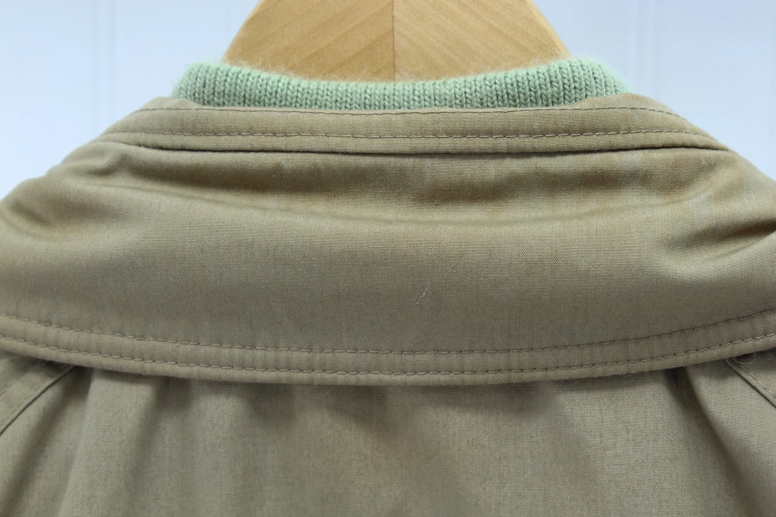 L L Bean Khaki Coat Mens Wool Plaid Lining Polyester Insulation