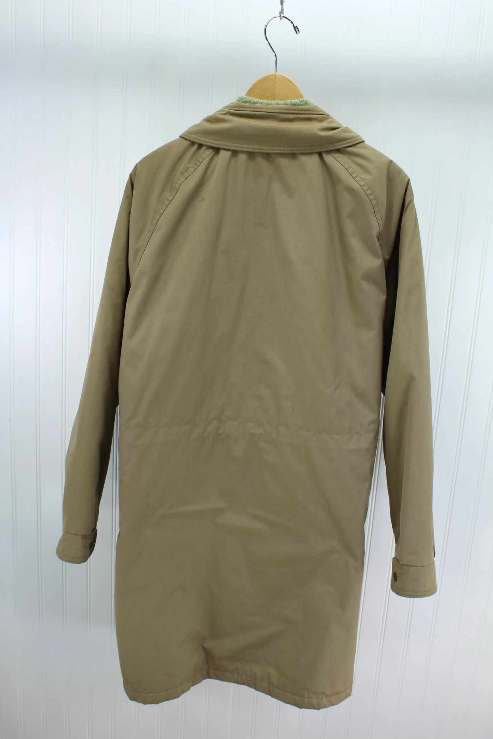 L L Bean Khaki Coat Mens Wool Plaid Lining Polyester Insulation