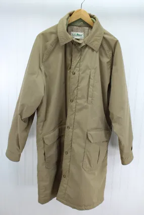 L L Bean Khaki Coat Mens Wool Plaid Lining Polyester Insulation