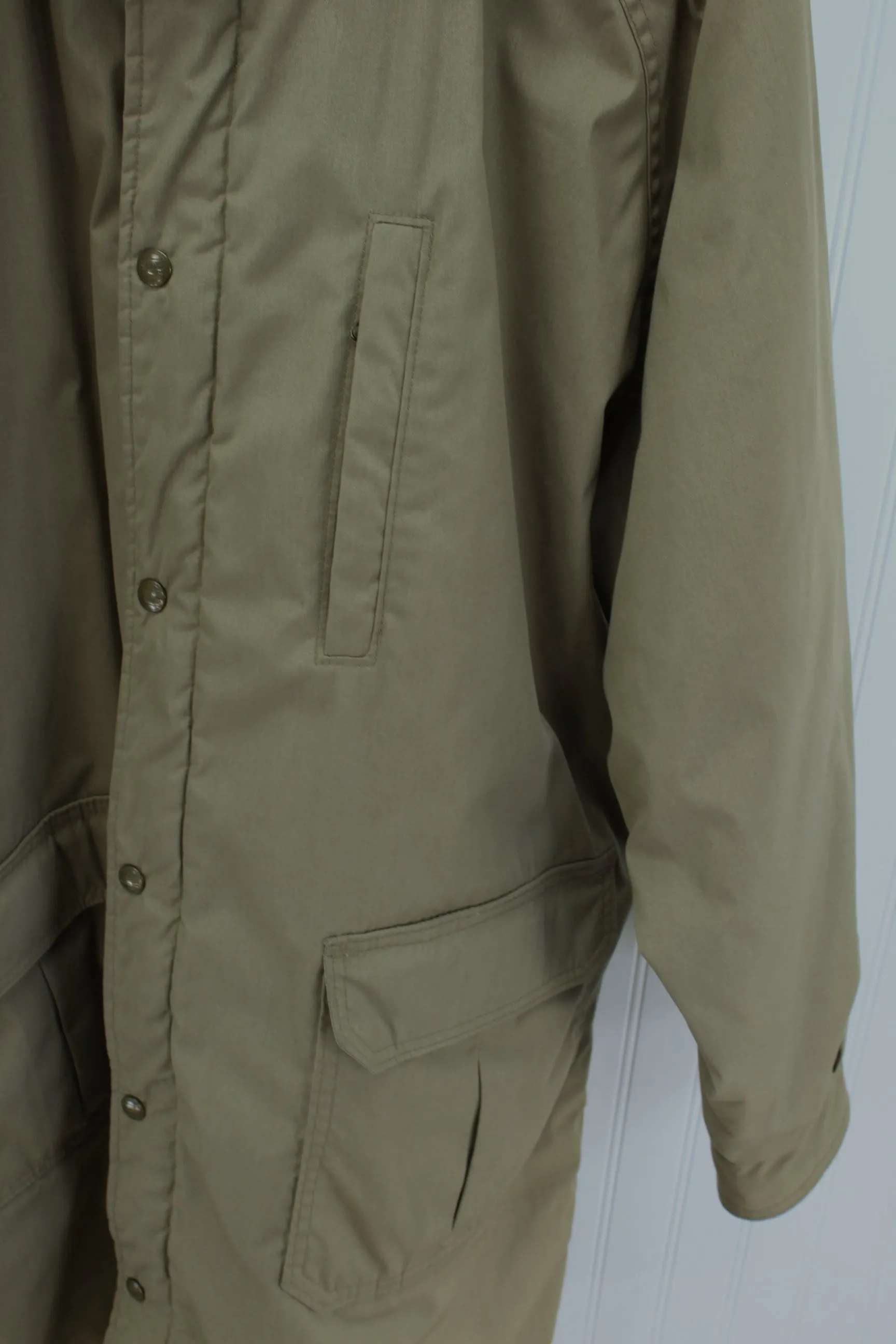 L L Bean Khaki Coat Mens Wool Plaid Lining Polyester Insulation