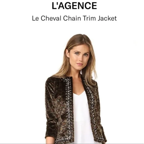 L'agence Le Cheval Leopard Print Faux Fur Cropped Jacket