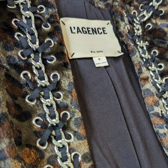 L'agence Le Cheval Leopard Print Faux Fur Cropped Jacket