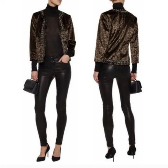 L'agence Le Cheval Leopard Print Faux Fur Cropped Jacket