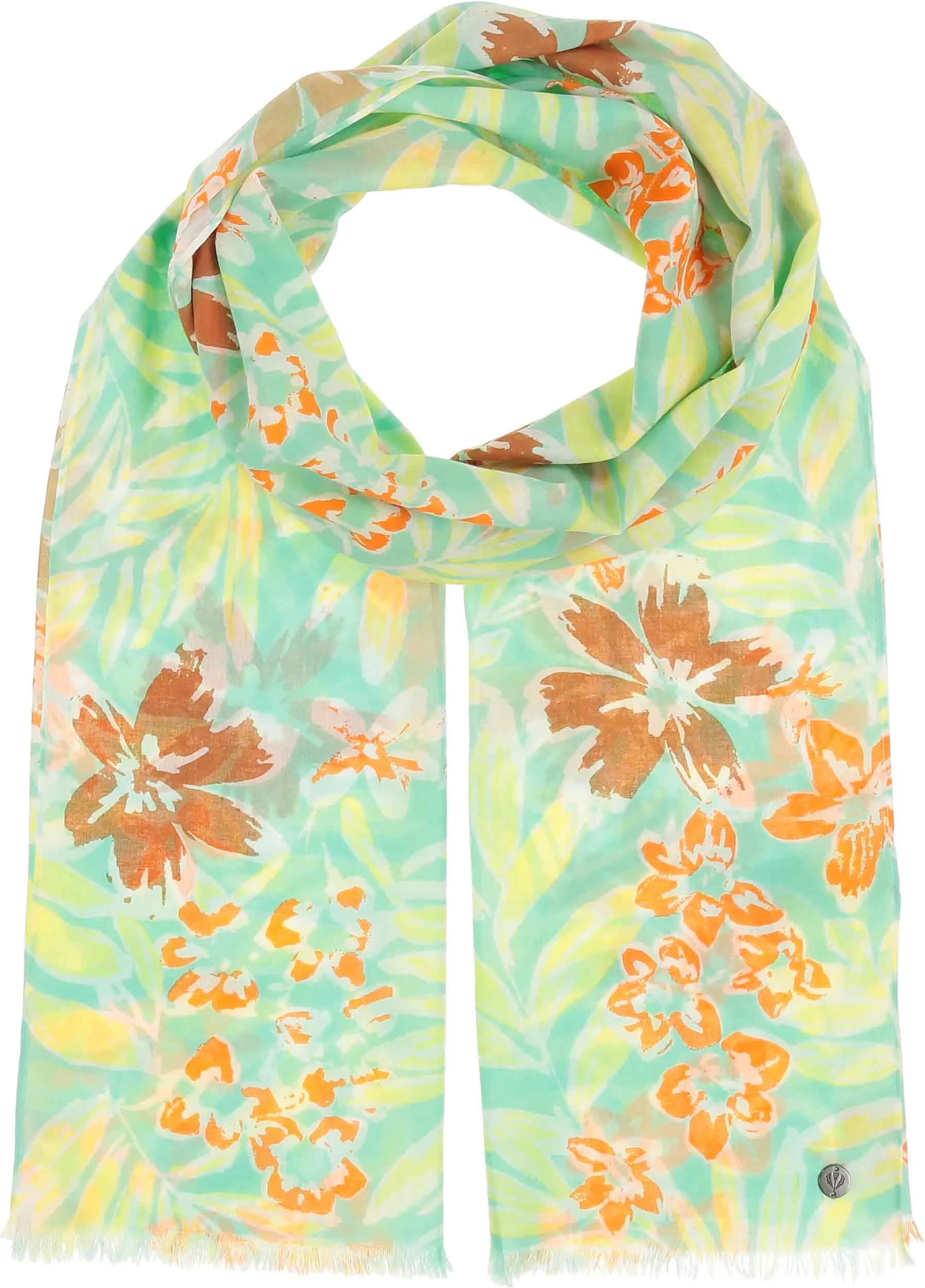 Leaf Floral Print Cotton Scarf