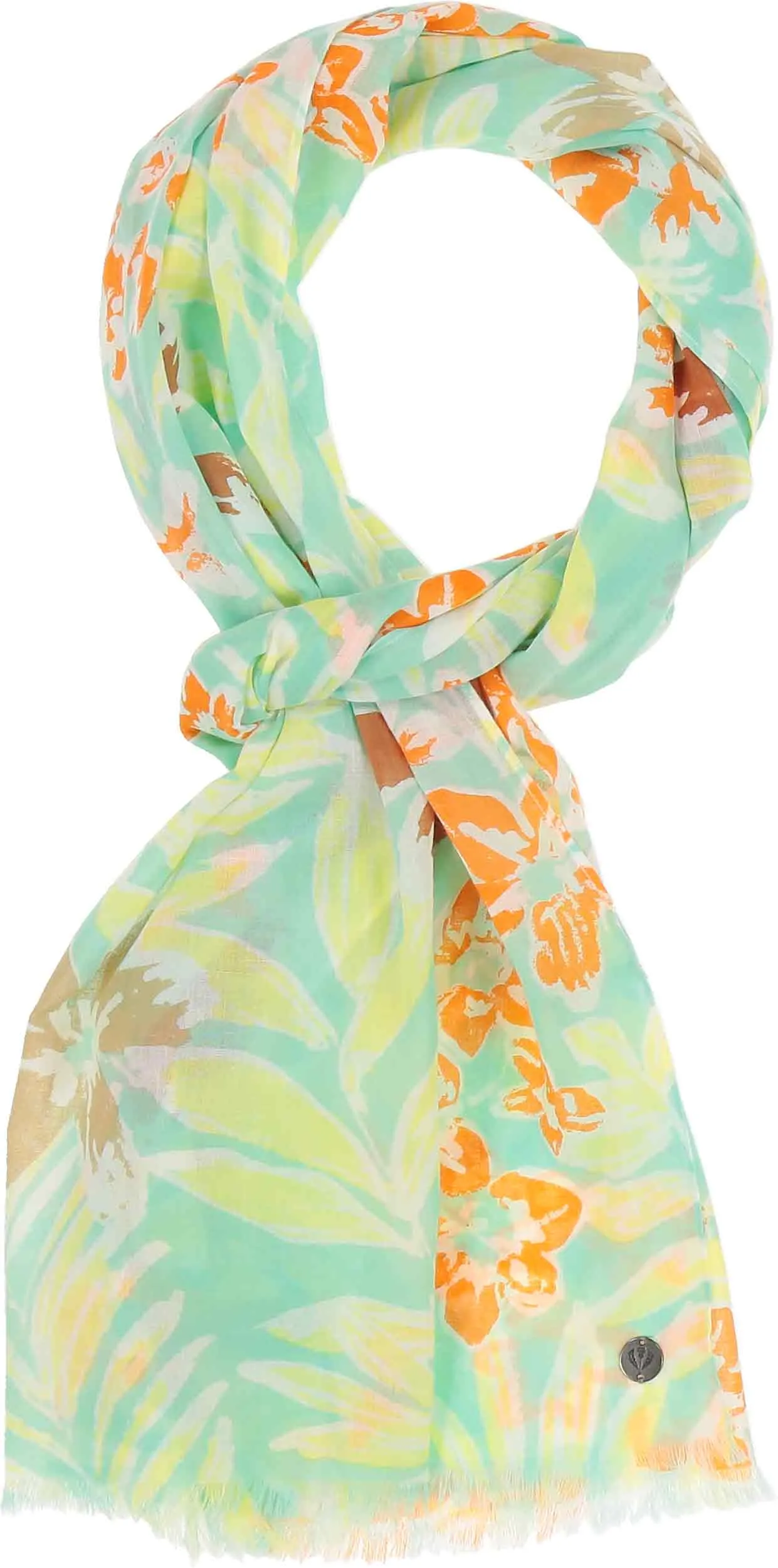 Leaf Floral Print Cotton Scarf