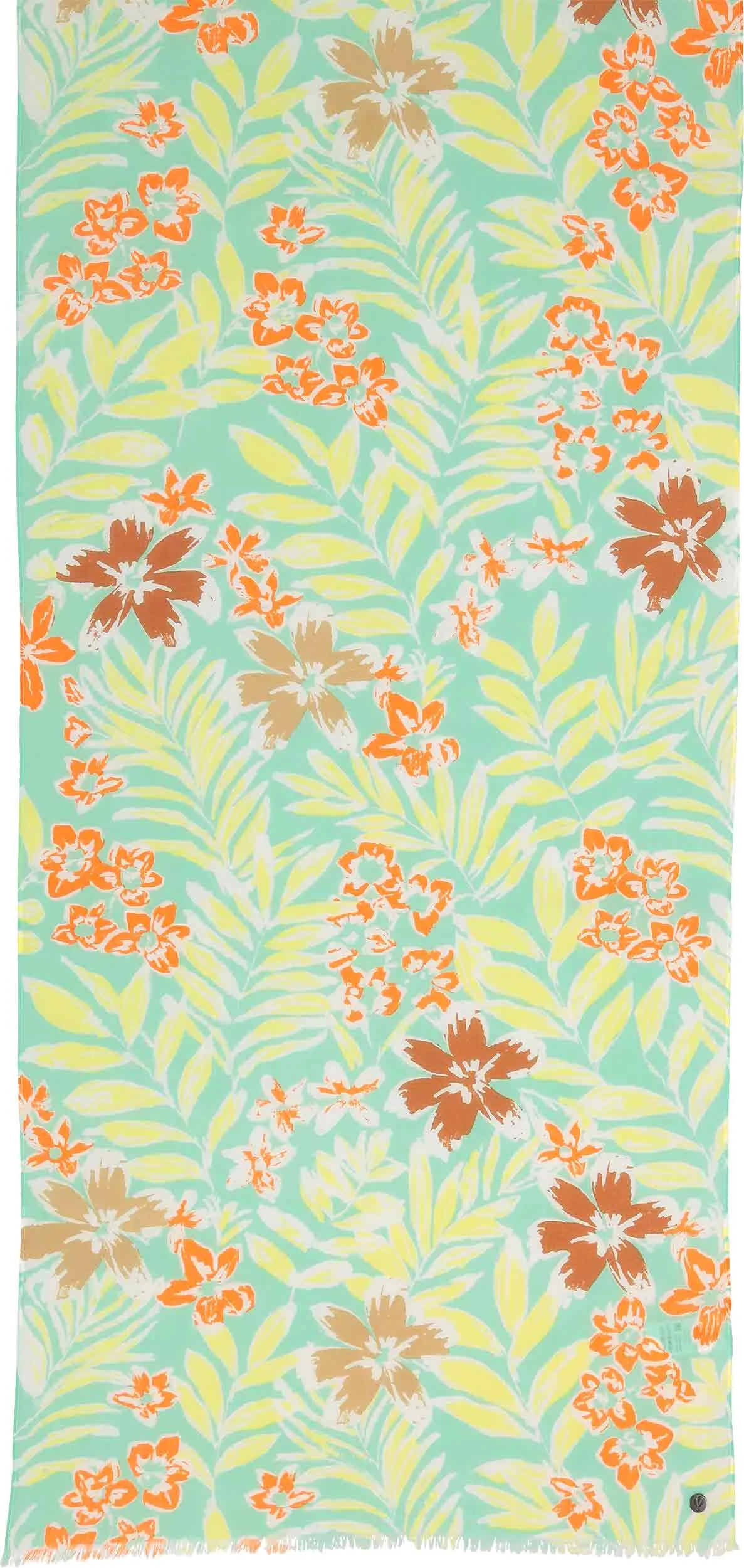 Leaf Floral Print Cotton Scarf