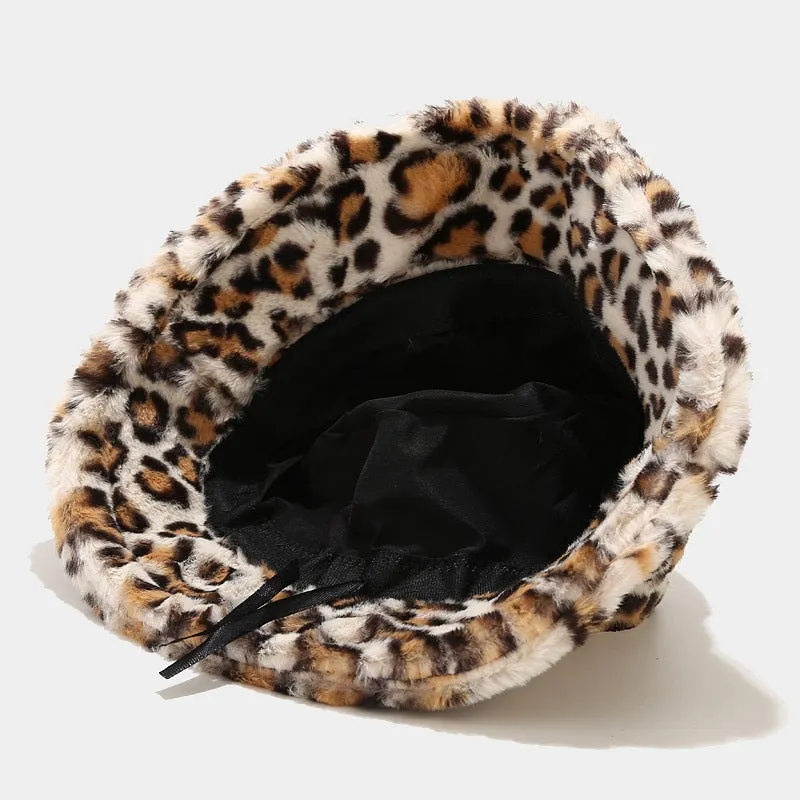 Leopard Fur Hat Autumn and Winter Sun Hat