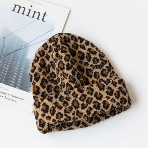Leopard Fur Hat Autumn Winter Retro Knitted Hat