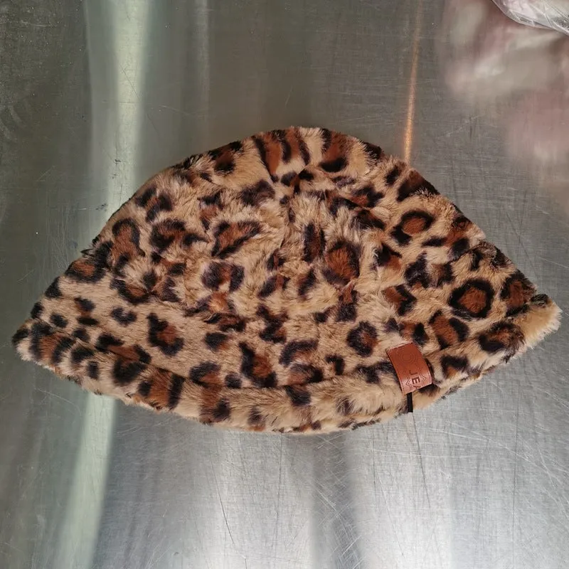 Leopard Fur Hat Bucket Hat Bucket Hat