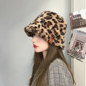 Leopard Fur Hat Bucket Hat Bucket Hat