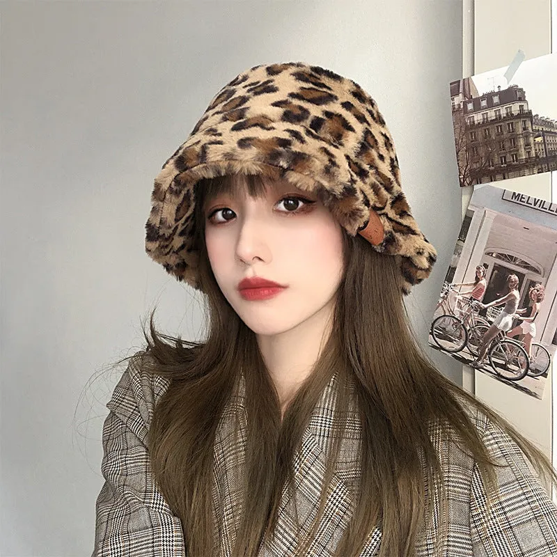 Leopard Fur Hat Bucket Hat Bucket Hat