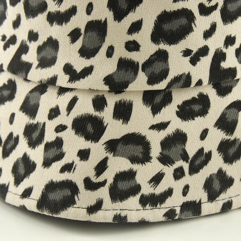 Leopard Fur Hat Bucket Hat Female Summer Sun Protection Sun Hat