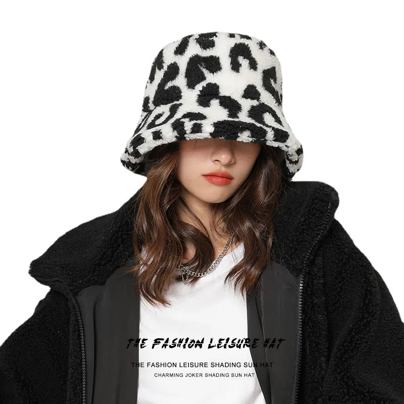 Leopard Fur Hat Bucket Hat