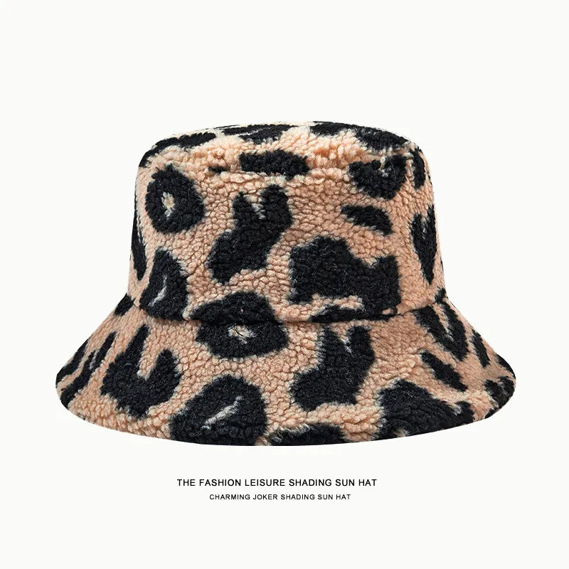 Leopard Fur Hat Bucket Hat