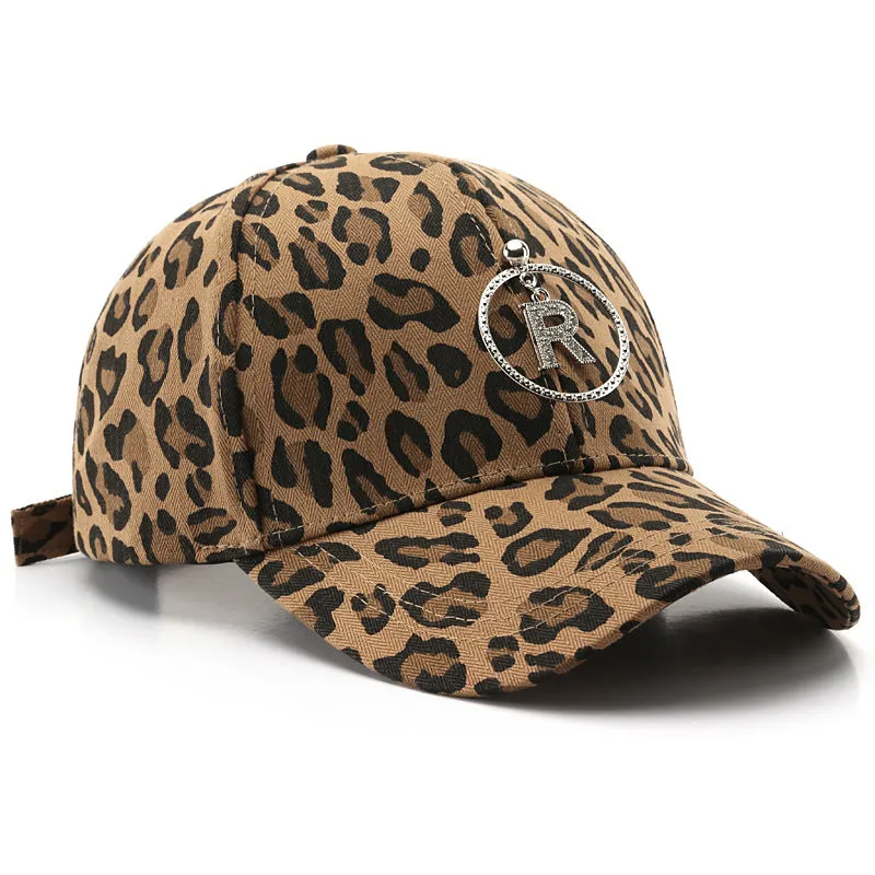 Leopard Fur Hat Leopard Print Curved Brim Baseball Cap