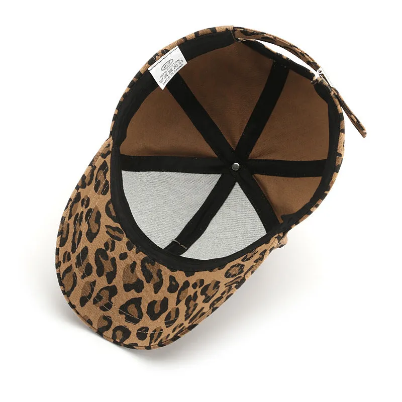 Leopard Fur Hat Leopard Print Curved Brim Baseball Cap
