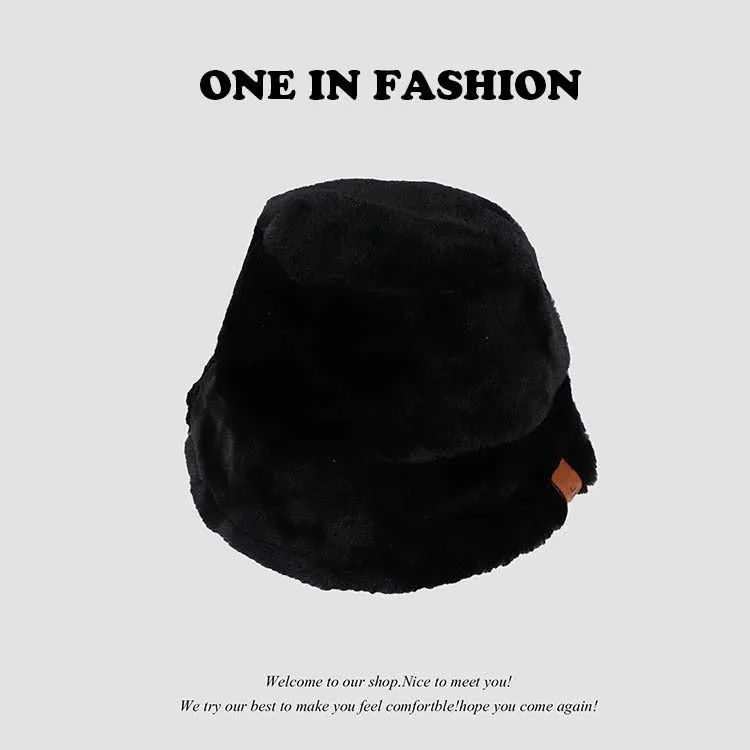 Leopard Fur Hat Retro Fisherman Hat