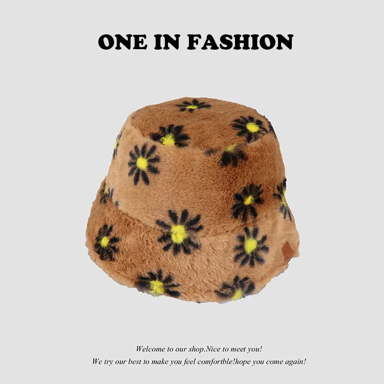 Leopard Fur Hat Retro Fisherman Hat
