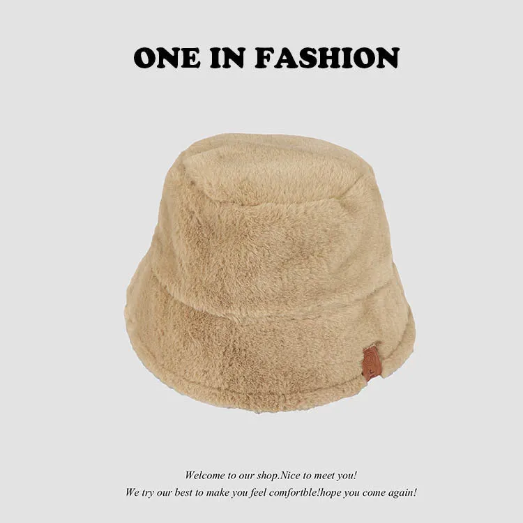 Leopard Fur Hat Retro Fisherman Hat
