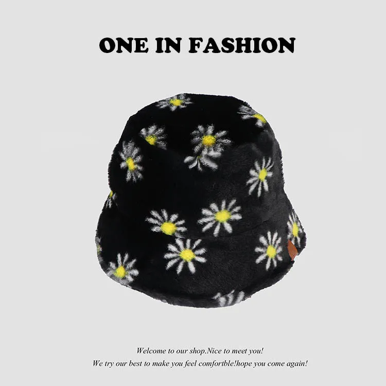 Leopard Fur Hat Retro Fisherman Hat
