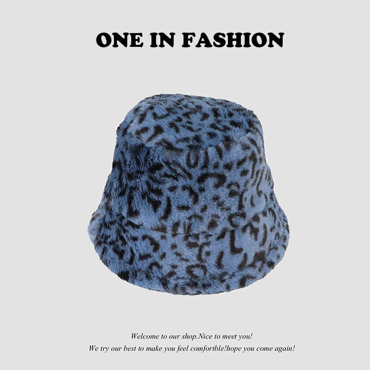 Leopard Fur Hat Retro Fisherman Hat