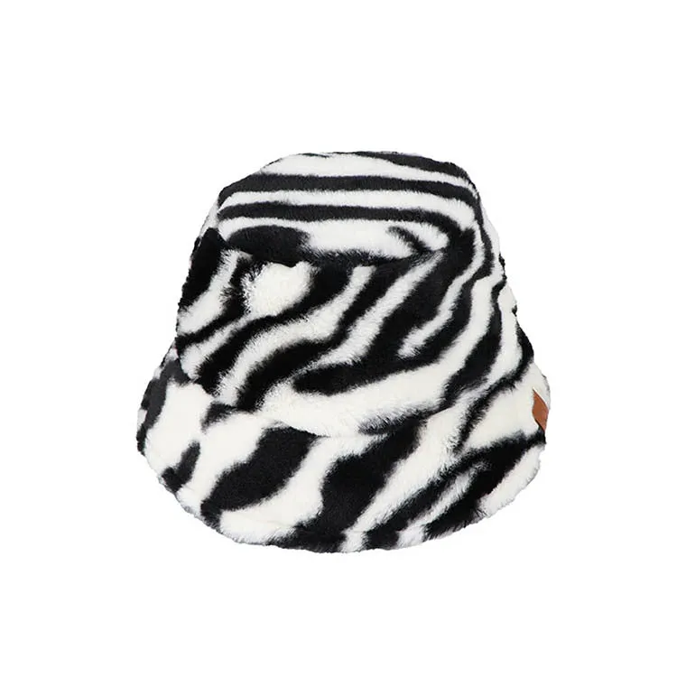 Leopard Fur Hat Retro Fisherman Hat