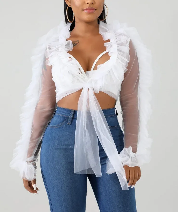 Long sleeve three layer screen top