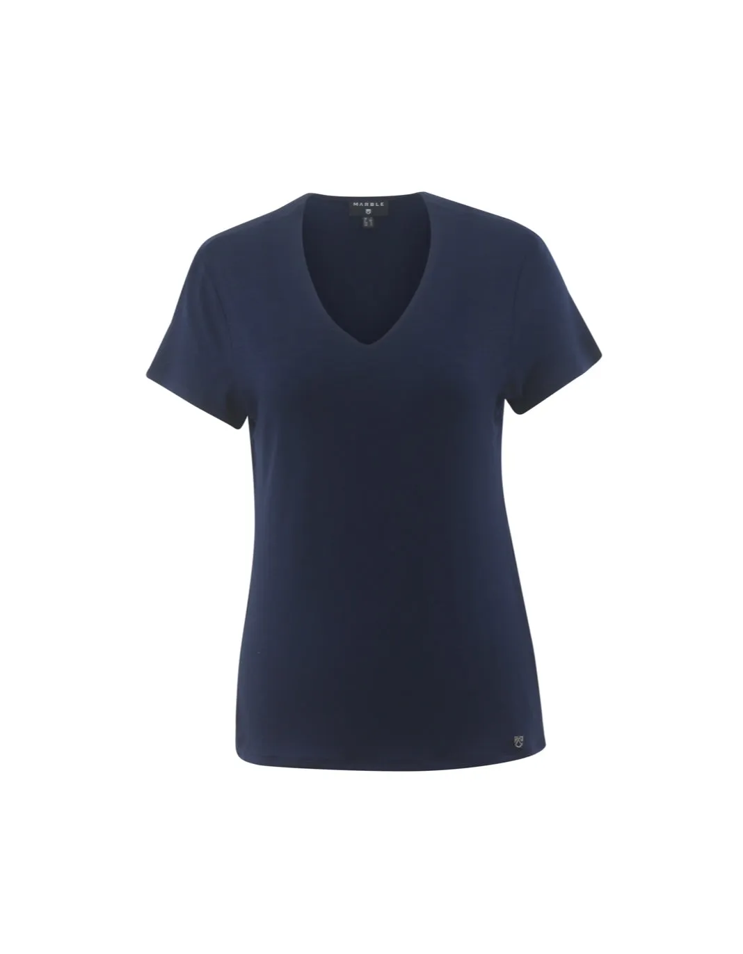 Marble 6539 Plain V-Neck Stretchy Short Sleeved Double Layer Top (5 Colours)