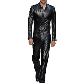 Men's Black Classic Leather Runaway Jumpsuit – Iconic Fashion
