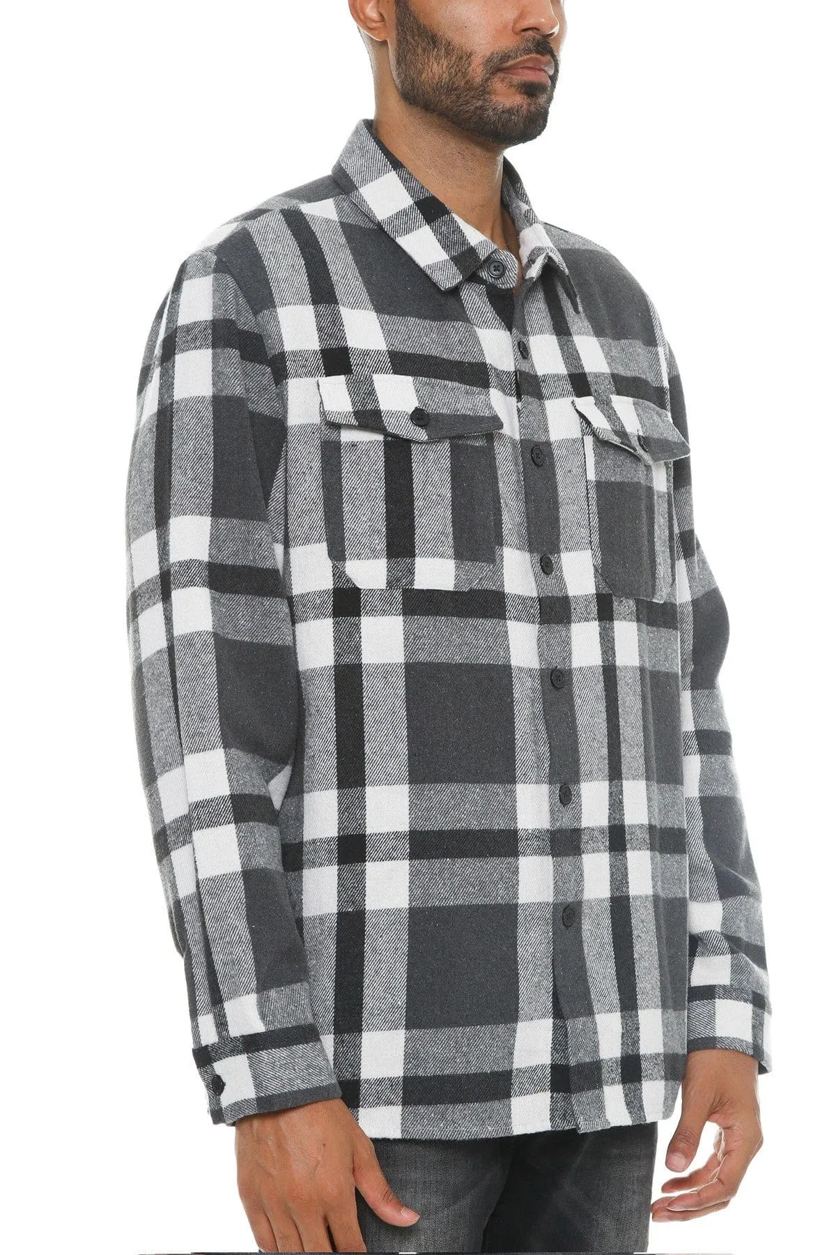 Men's Checkered Soft Flannel Shacket in Grey/Black: A Fusion of Comfort and Class