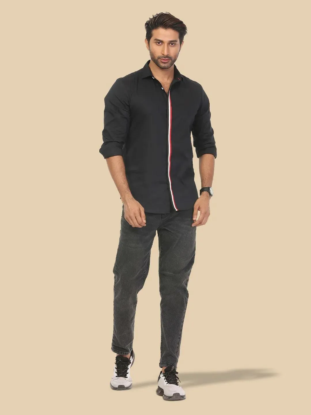 Men's Full Sleeve Black Casual Shirt