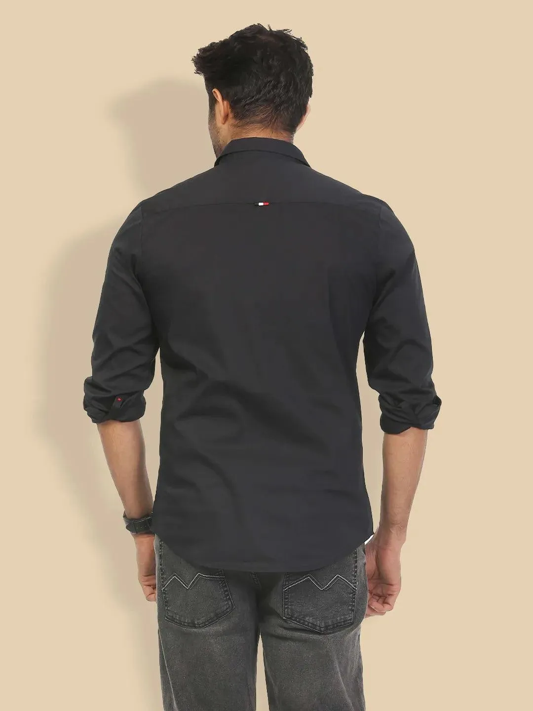 Men's Full Sleeve Black Casual Shirt