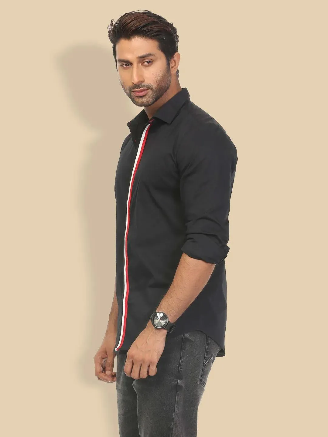 Men's Full Sleeve Black Casual Shirt